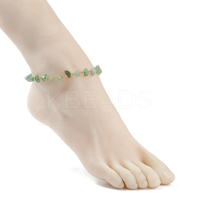 Gemstone Chips Beaded Anklet with 304 Stainless Steel Chains for Women AJEW-AN00497-1