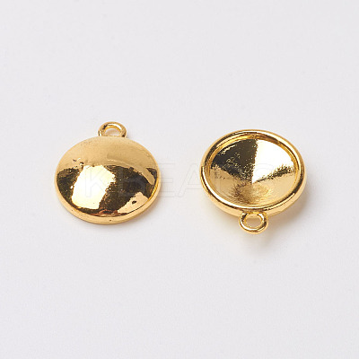 Tibetan Style Alloy Flat Round Charm Pendant Rivoli Xilion Pointed Back Chaton Rhinestone Settings PALLOY-O034-A-G01-1