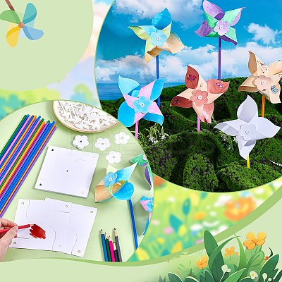 Paper & PVC Blank DIY Pinwheels Craft for Kids Art and Craft DIY-WH0128-20-1