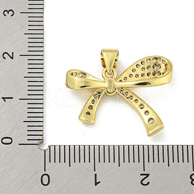 Bowknot Rack Plating Brass Clear Cubic Zirconia Pendants KK-Z053-14G-04-1
