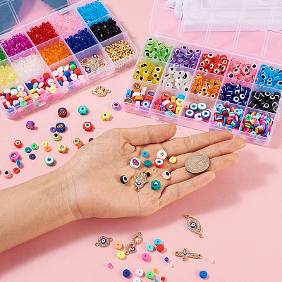 DIY Evil Eye Jewelry Making Finding Kit DIY-TA0003-71-1