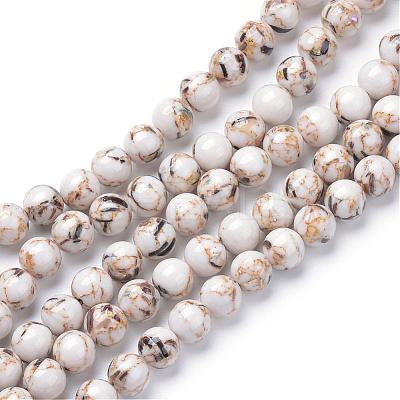 Assembled Synthetic Turquoise and Shell Beads Strands G-S212-6mm-02-1