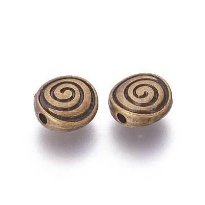 Tibetan Style Alloy Flat Round Carved Vortex Beads TIBEB-5437-AB-FF-1