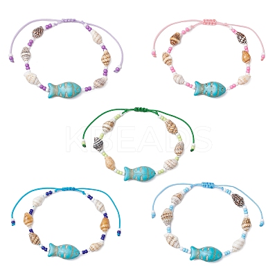 Glass Seed Beaded Braided Bead Bracelets BJEW-MZ00172-1