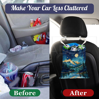2Pcs 2 Colors Printed Polyester Hanging Car Trash Bags ABAG-DR0001-16D-1
