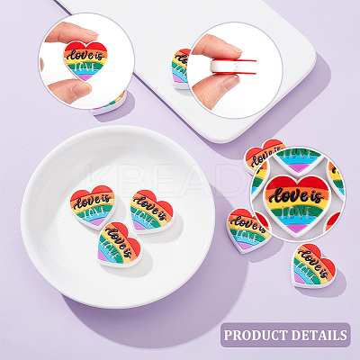 8Pcs Pride Rainbow Theme Food Grade Eco-Friendly Silicone Focal Beads SIL-CA0001-34-1