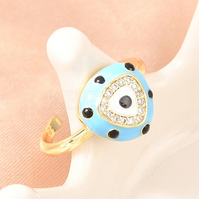 Brass Micro Pave Cubic Zirconia Cuff Open Rings for Women RJEW-K264-16G-01-1