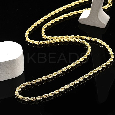 3mm Brass Rope Chain Necklaces for Men Women NJEW-G160-10G-1