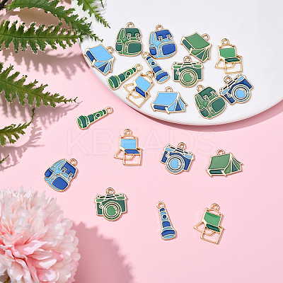 20Pcs 10 Styles Camping Equipment Series Alloy Enamel Pendants FIND-YW0007-24-1