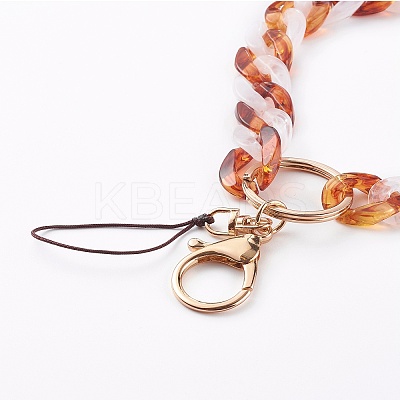 Two Tone Acrylic Curb Chain Mobile Straps HJEW-JM00450-1