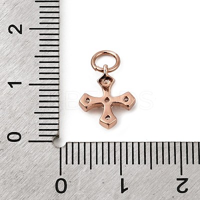 Brass Micro Pave Cubic Zirconia Tiny Cross Charms ZIRC-G128-04-1-1