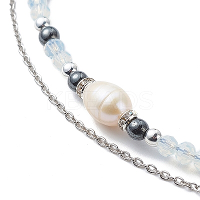 2Pcs 2 Style 304 Stainless Steel Shell & Star Charms Lariat Necklaces Set with Natural Pearl NJEW-JN03978-1