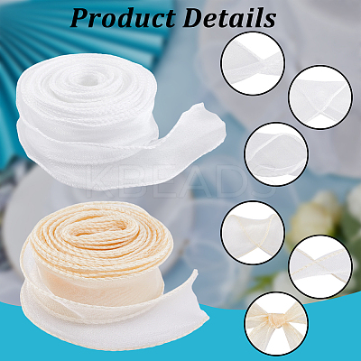 2 Rolls 2 Colors Polyester Chiffon Ribbon DIY-CP0010-72-1