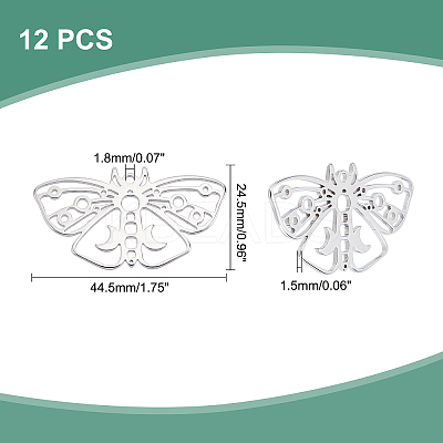 12Pcs 304 Stainless Steel Pendants STAS-DC0011-17-1