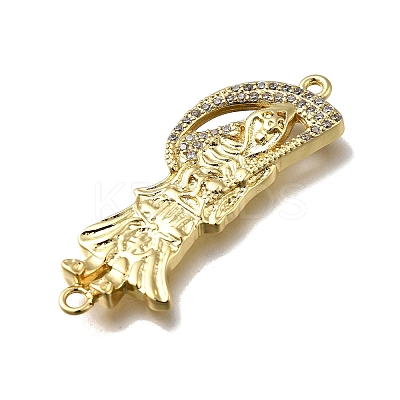 Brass Clear Cubic Zirconia Grim Reaper Connector Charms KK-C090-36G-01-1