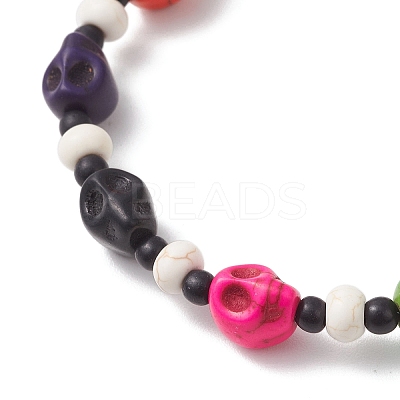 Synthetic Turquoise & Glass Seed Beads Bracelets BJEW-JB12169-1
