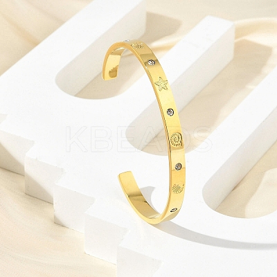 304 Stainless Steel Cuff Bangles BJEW-P348-02C-G-1