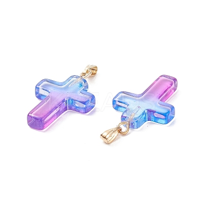 Two Tone Transparent Glass Pendants GLAA-A004-02F-1