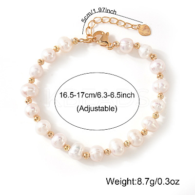 Natural Pearl and Gold Bead Women's Bracelets QK8220-1-1