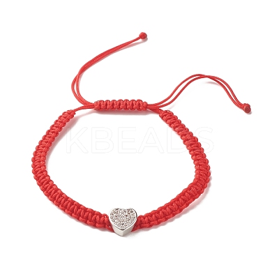 Heart Brass Micro Pave Cubic Zirconia Braided Bead Bracelets Set for Teen Girl Women BJEW-JB07044-1