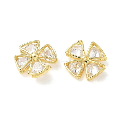 Brass Micro Pave Clear Cubic Zirconia Pendants KK-P342-12G-1
