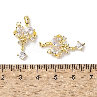 Brass Micro Pave Clear Cubic Zirconia Pendants KK-K360-10G-1