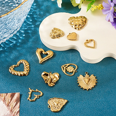 11Pcs 11 Styles 304 Stainless Steel Pendants STAS-TA0003-31-1