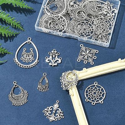 36Pcs 9 Styles Tibetan Style Alloy Chandelier Components Links TIBE-FS0003-24-1