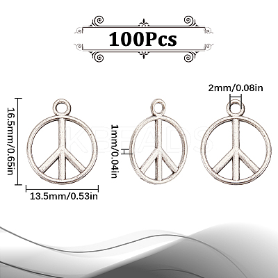 100Pcs Tibetan Style Alloy Peace Sign Pendants FIND-SC0006-34-1