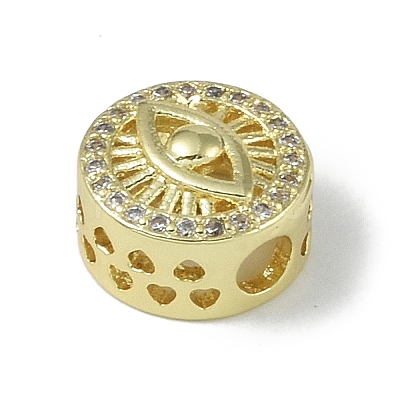 Rack Plating Brass Micro Pave Clear Cubic Zirconia Beads KK-A220-07G-1