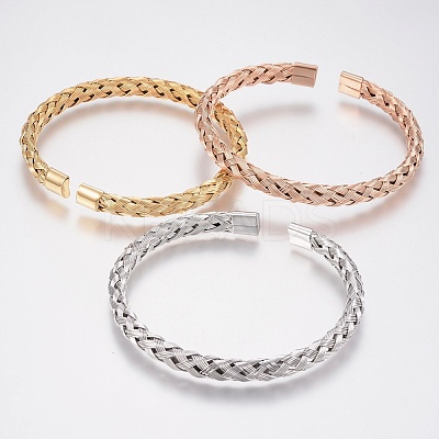 304 Stainless Steel Cuff Bangles Torque Bangles BJEW-H570-27-1