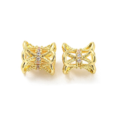 Brass Micro Pave Cubic Zirconia Spacer Beads KK-H452-21G-1