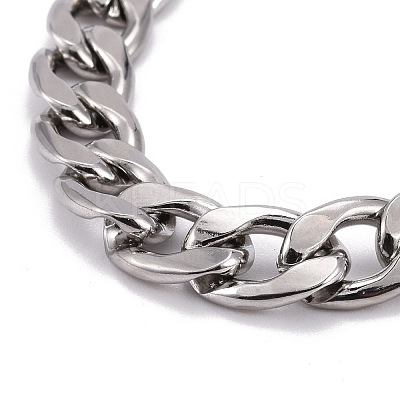Tarnish Resistant Unisex 304 Stainless Steel Cuban Chain Necklaces NJEW-JN03489-01-1