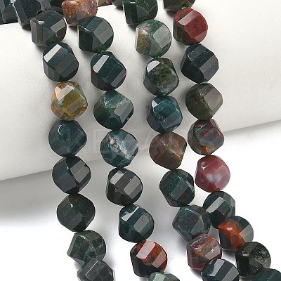 Natural Bloodstone/Heliotrope Stone Beads Strands G-C267-B03-1