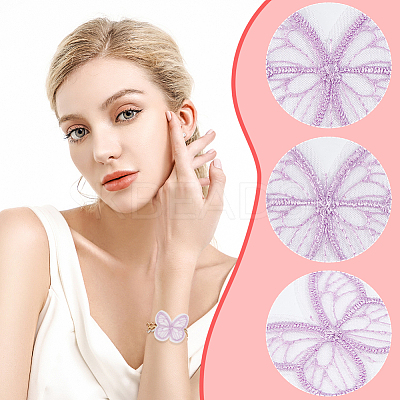 64Pcs 8 Colors  Butterfly Organgza Lace Embroidery Ornament Accessories DIY-GF0006-89-1