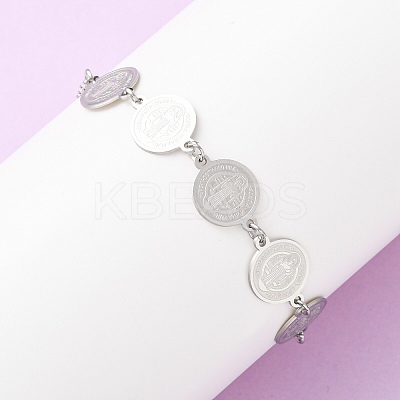 Religion 304 Stainless Steel Link Bracelets for Women BJEW-F524-03P-1