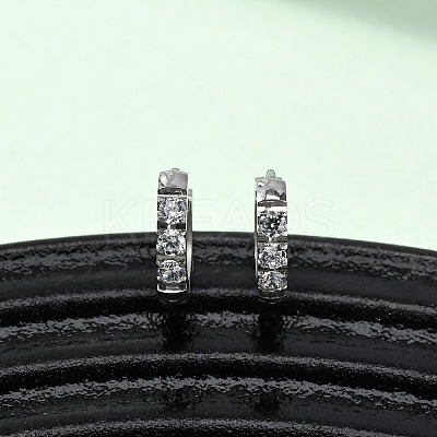 304 Stainless Steel Clear Cubic Zirconia Hoop Earrings EJEW-D331-18A-P-1
