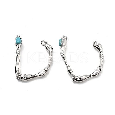 Brass Synthetic Turquoise Toggle Clasps KK-B129-19P-1