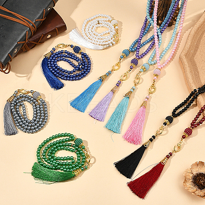 10Pcs 10 Colors Round Glass Imitation Pearl Beaded Decorations AJEW-SC0031-47-1