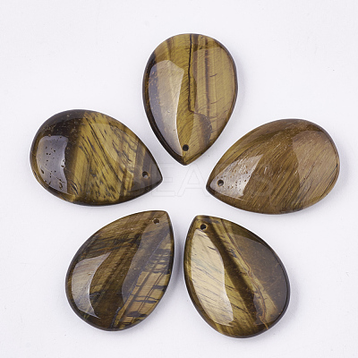 Natural Tiger Eye Pendants G-S336-72G-1