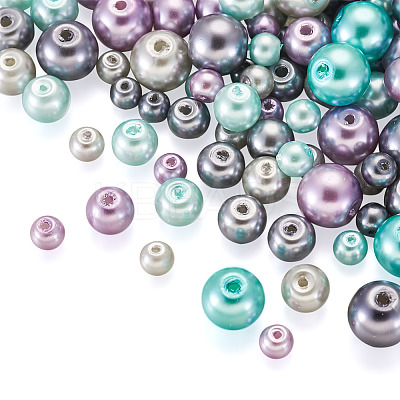 12 Strands 12 Styles Baking Painted Pearlized Glass Pearl Round Bead Strands HY-CW0001-03A-1