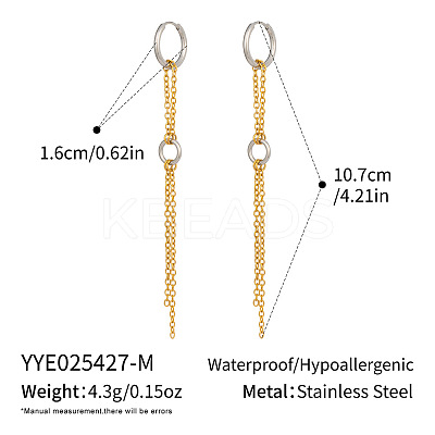 Two Tone 304 Stainless Steel Tassel Hoop Earrings RB4112-2-1