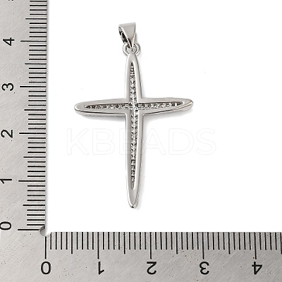 Rack Plating Brass & Clear Cubic Zirconia Pendants KK-S372-24P-1