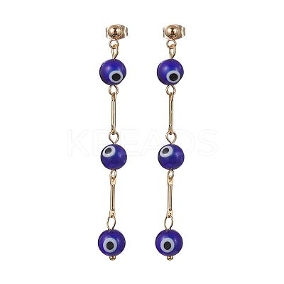 Evil Eye Lampwork Dangle Stud Earrings EJEW-JE05672-01-1