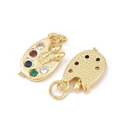 Brass Micro Pave Cubic Zirconia Pendants KK-G544-27G-1