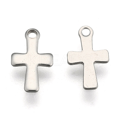 Non-Tarnish 304 Stainless Steel Tiny Cross Charms X-STAS-E104-34P-1