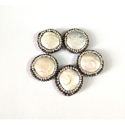 Flat Round Shell Pearl Beads BSHE-L002-08-1