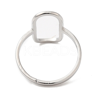 Non-Tarnish 304 Stainless Steel Hollow Rectangle Adjustable Ring for Women RJEW-M149-31P-1