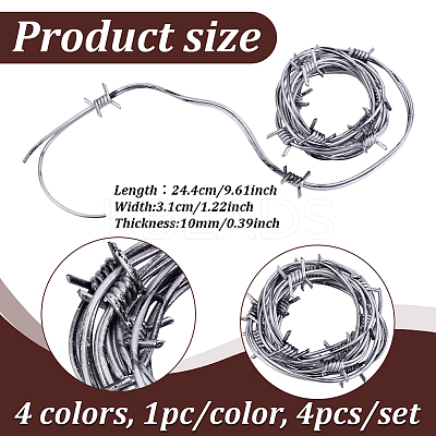 4Pcs 4 Colors Halloween Plastic with Iron Inside Fake Barbed Wire Garlands for Party Home Decoration Crafts KY-GA0001-40-1