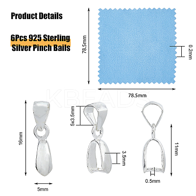 6Pcs 925 Sterling Silver Pendant Bails STER-DC0001-36-1